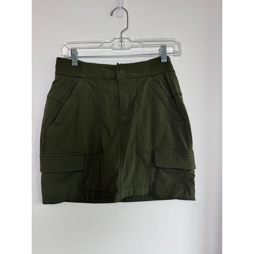 Athleta Trekkie Olive Green Cargo Mini Skort Size 2‎ Hiking Utility Mini Skirt